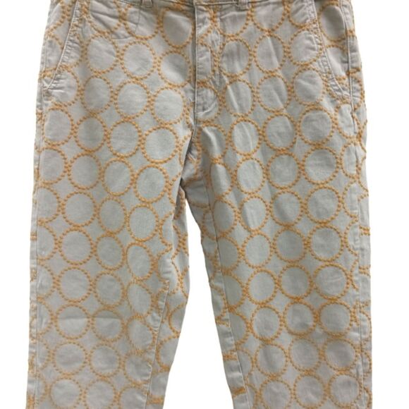 Anthropologie Chino khaki tan embroidered pants relaxed fit size 27 - Picture 2 of 8